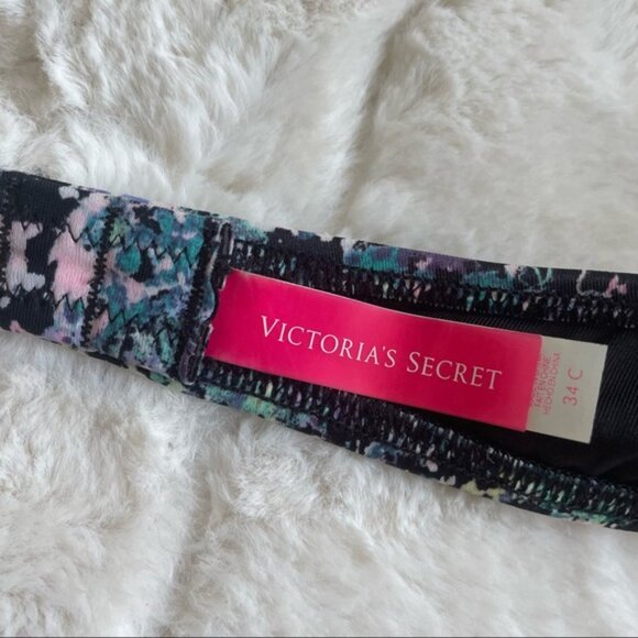 Victorias Secret | Black Graffiti Metallic Bandeau Push-up Bikini Top | Size 34C - Picture 8 of 8